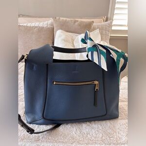 Navy FURLA shoulder bag with black accents